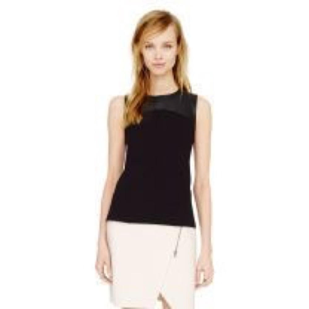 Club Monaco • Structured Leather Trim Tank